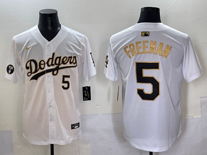 Men 2025 Los Angeles Dodgers #5 Freeman White Gold Nike MLB Jersey style 6274->los angeles dodgers->MLB Jersey